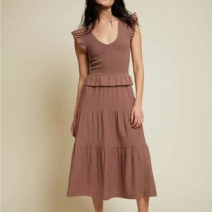 Nation LTD Brown Tiered Midi Dress